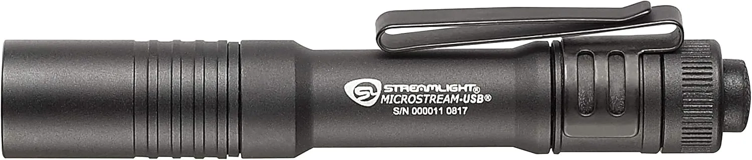 Streamlight 66601 MicroStream 250-Lumen EDC Ultra-Compact Flashlight with USB Rechargeable Battery, Clear Retail Packaging, Black