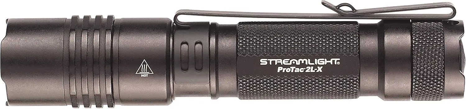 Streamlight 88062 ProTac 2L-X 500-Lumen EDC High Performance Multi-Fuel Tactical Flashlight, Includes CR123A Batteries, Holster, and Clip, Clear Retail Packaging, Black