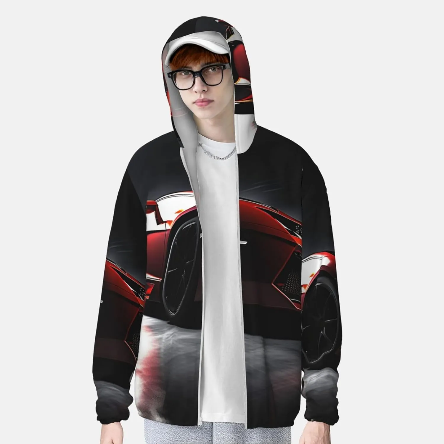 Sun Protection Hoodie for Men Women UPF 50  Long Sleeve Sun Shirts Rash Guard Jacket Speed Sport Car Sun Shirt
