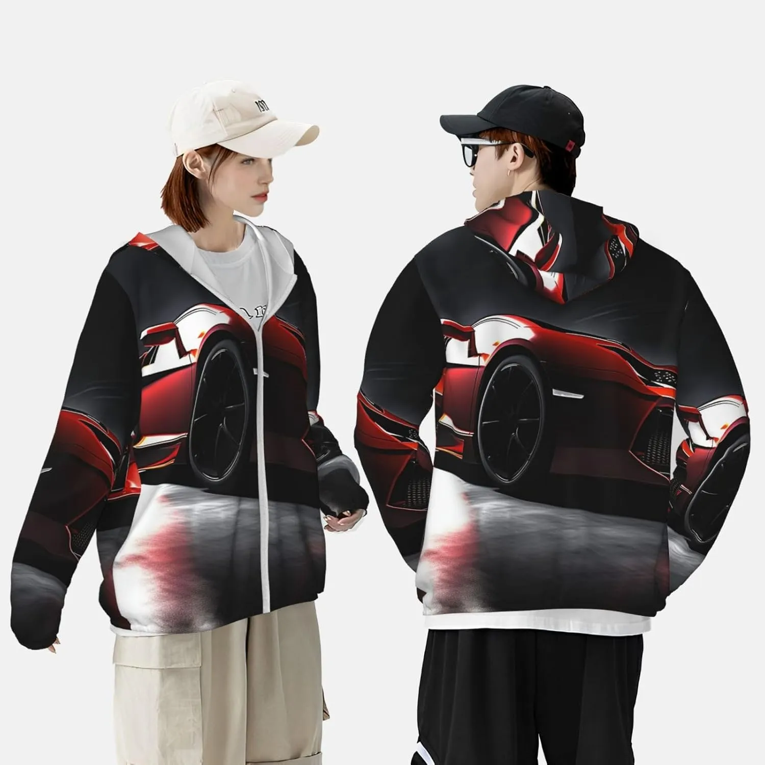Sun Protection Hoodie for Men Women UPF 50  Long Sleeve Sun Shirts Rash Guard Jacket Speed Sport Car Sun Shirt