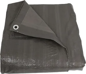 Sunnydaze 12 x 16 Foot Plastic Reversible Heavy-Duty Multipurpose Tarp - Laminated on Both Sides - Dark Gray