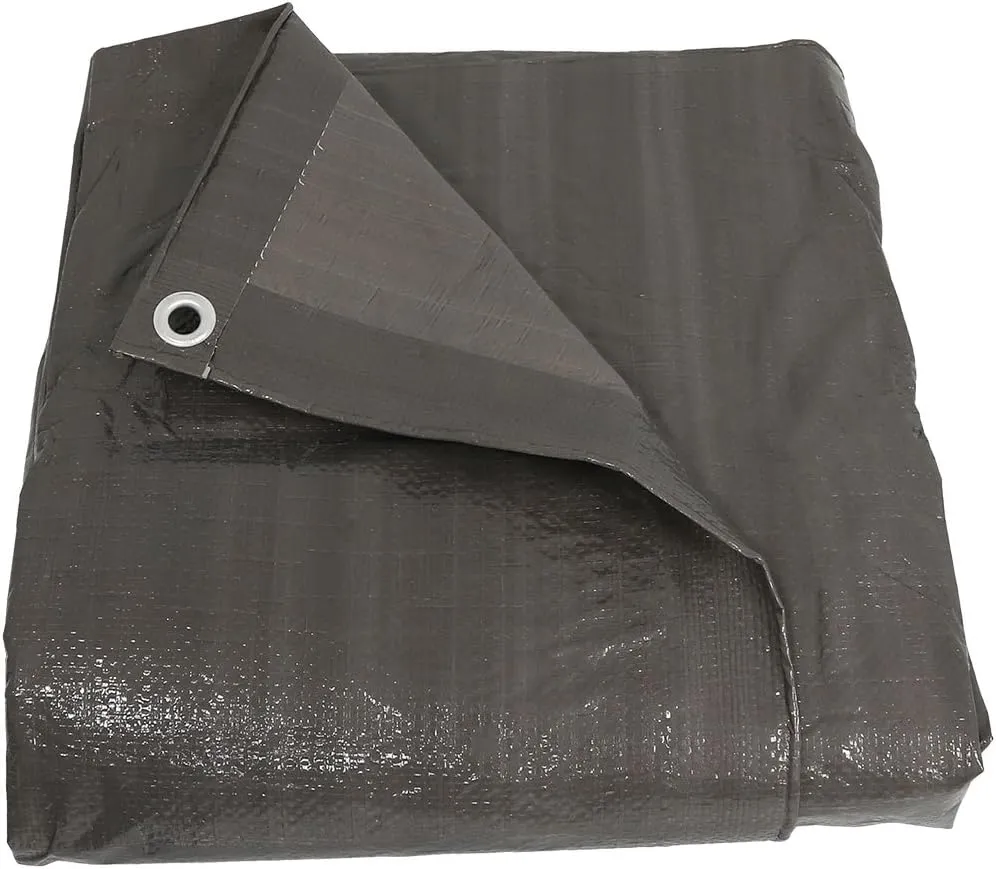 Sunnydaze 12 x 16 Foot Plastic Reversible Heavy-Duty Multipurpose Tarp - Laminated on Both Sides - Dark Gray