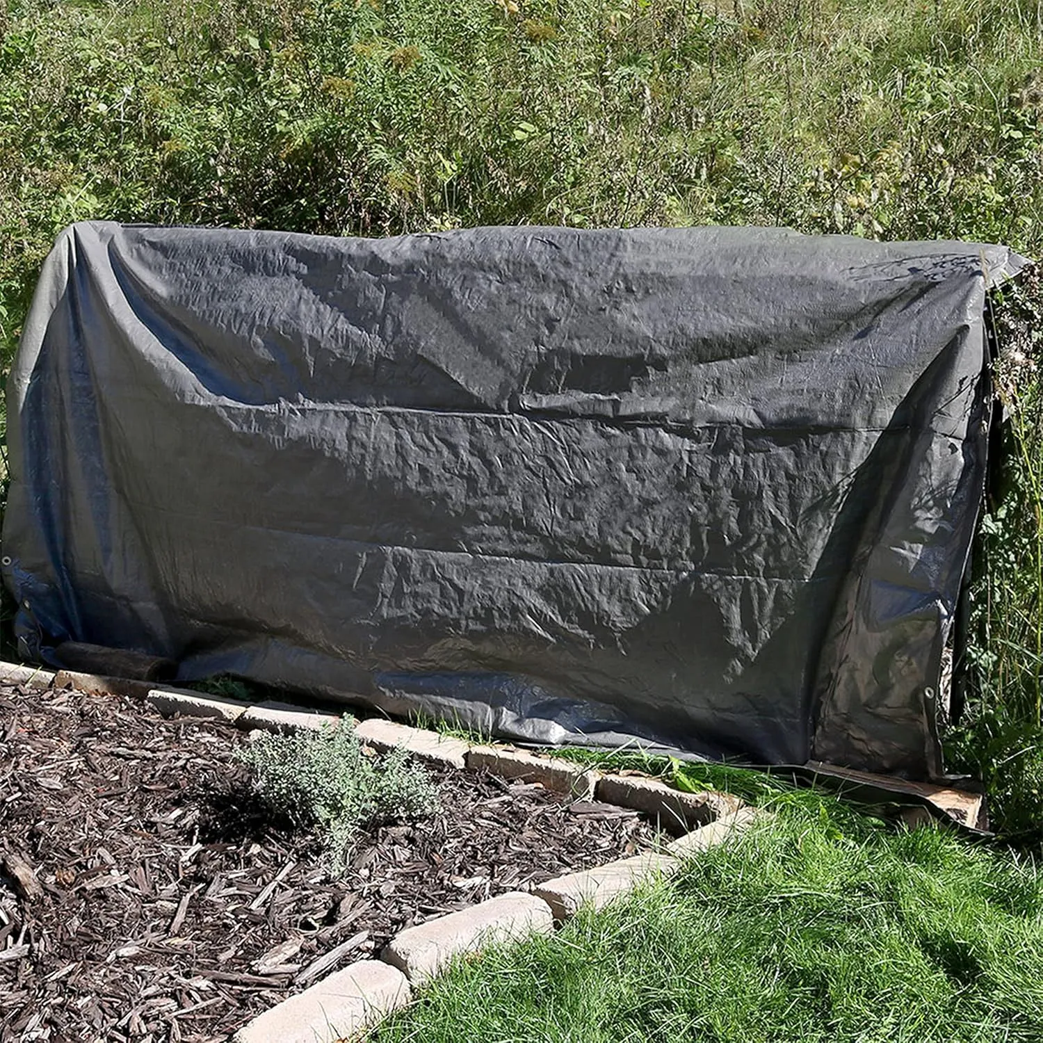 Sunnydaze 8 x 10 Foot Plastic Reversible Heavy-Duty Multipurpose Tarp - Laminated on Both Sides - Dark Gray
