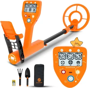 SUNPOW Metal Detector for Kids - Lightweight Waterproof Beach Kids Metal Detector Kit - with Cartoon LCD Display, 3 Modes, Adjustable - Easy to Carry and Operate - Gift for Boys & Girls Ages 8-12