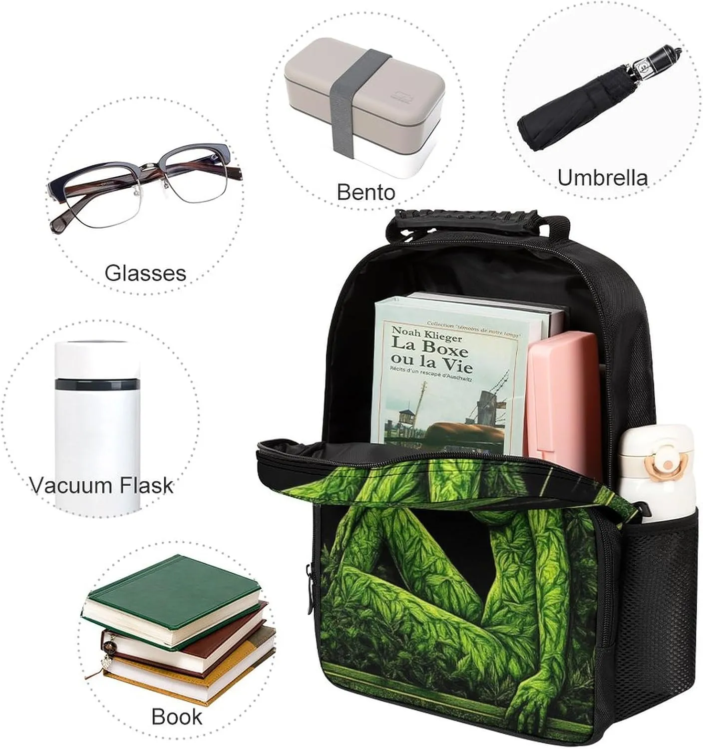 Supdreamc Daypack Backpack Anti-Theft Multipurpose Big Capacity Bookbag - Beauty Green Marijuanaweed Leaf Woman WomanBusiness Computer Bag With Side Pockets