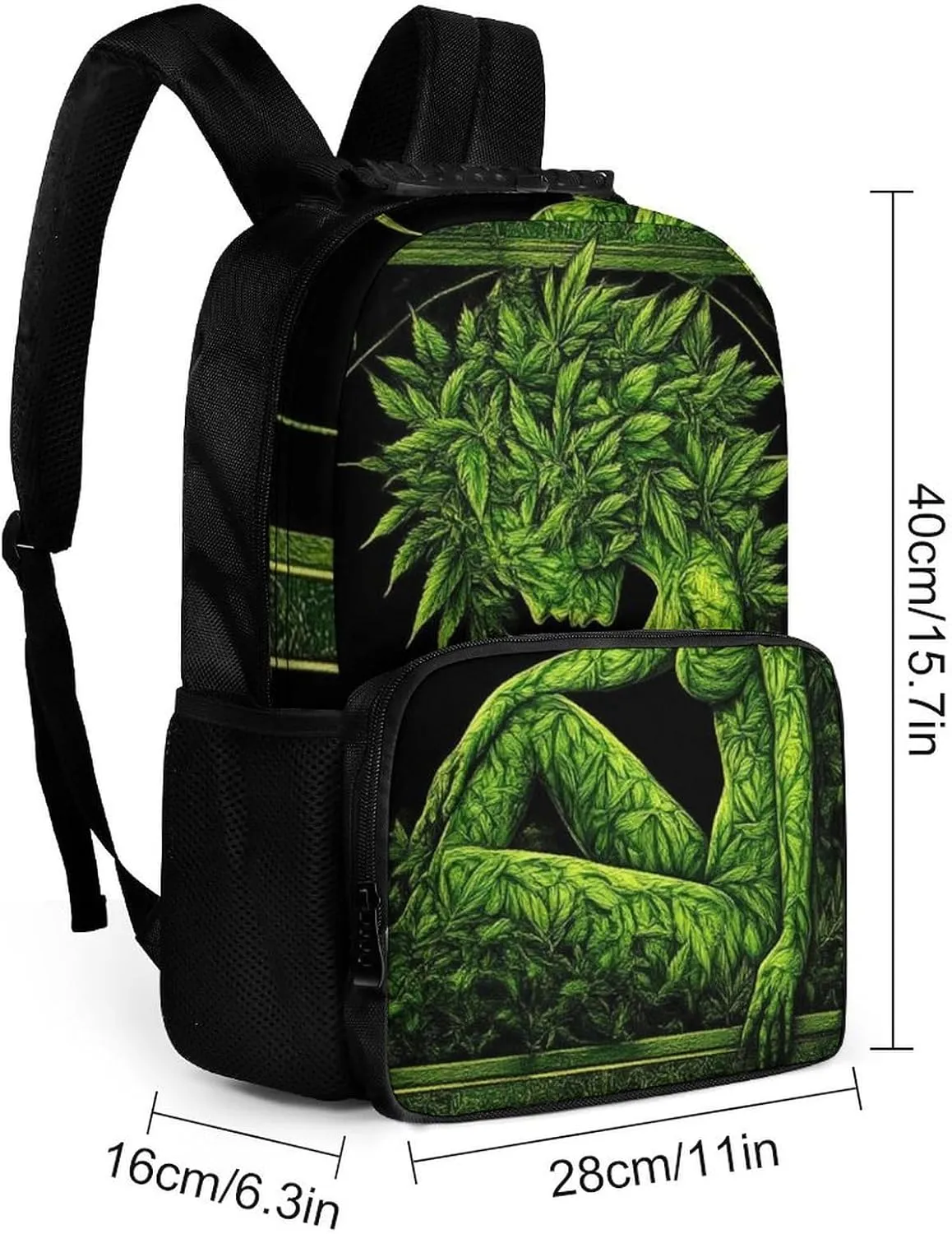 Supdreamc Daypack Backpack Anti-Theft Multipurpose Big Capacity Bookbag - Beauty Green Marijuanaweed Leaf Woman WomanBusiness Computer Bag With Side Pockets