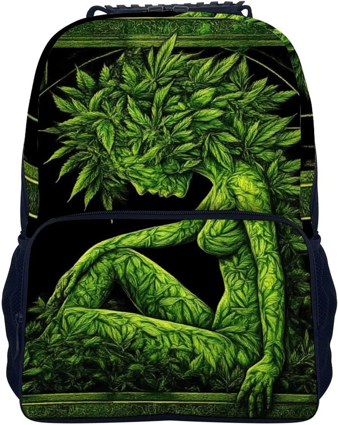 Supdreamc Daypack Backpack Anti-Theft Multipurpose Big Capacity Bookbag - Beauty Green Marijuanaweed Leaf Woman WomanBusiness Computer Bag With Side Pockets
