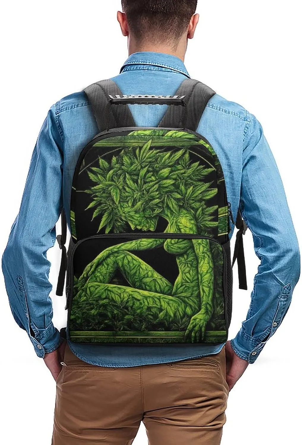 Supdreamc Daypack Backpack Anti-Theft Multipurpose Big Capacity Bookbag - Beauty Green Marijuanaweed Leaf Woman WomanBusiness Computer Bag With Side Pockets