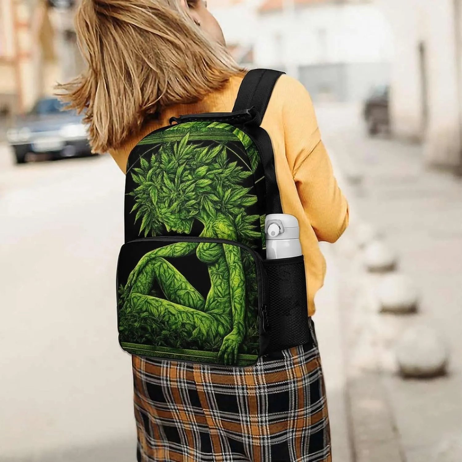 Supdreamc Daypack Backpack Anti-Theft Multipurpose Big Capacity Bookbag - Beauty Green Marijuanaweed Leaf Woman WomanBusiness Computer Bag With Side Pockets