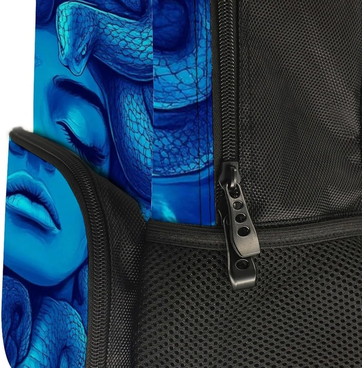 Supdreamc Men Women Lightweight Greek Goddess Snake Queen Medusa Art Blue Casual Daypack Big Capacity Bookbag With Padded Straps for Gym Travel Walking Cycling
