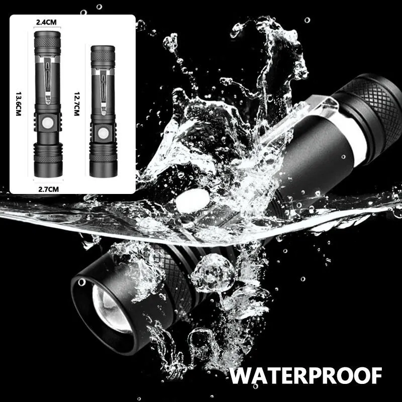 Super Bright 90000LM LED Tactical Flashlight Zoomable With