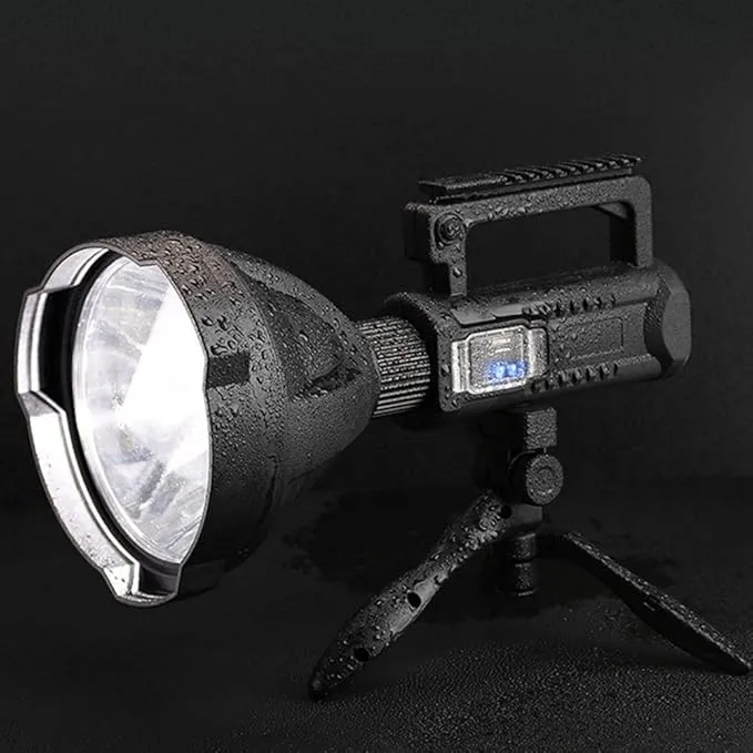 Super Bright Rechargeable Spotlight, Handheld Tactical Flashlight 4 Modes High Power Portable Waterproof LED Searchlight USB Output P90 Camping Torch for Outdoor (P90-Large Size)