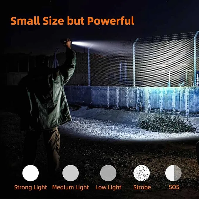 SuperFire LED Flashlight,EDC Flashlight Hight Lumens, Zoomable Flash Light for Outdoor, Emergence，Rechargeable or AAA batteries Dual Power Mode
