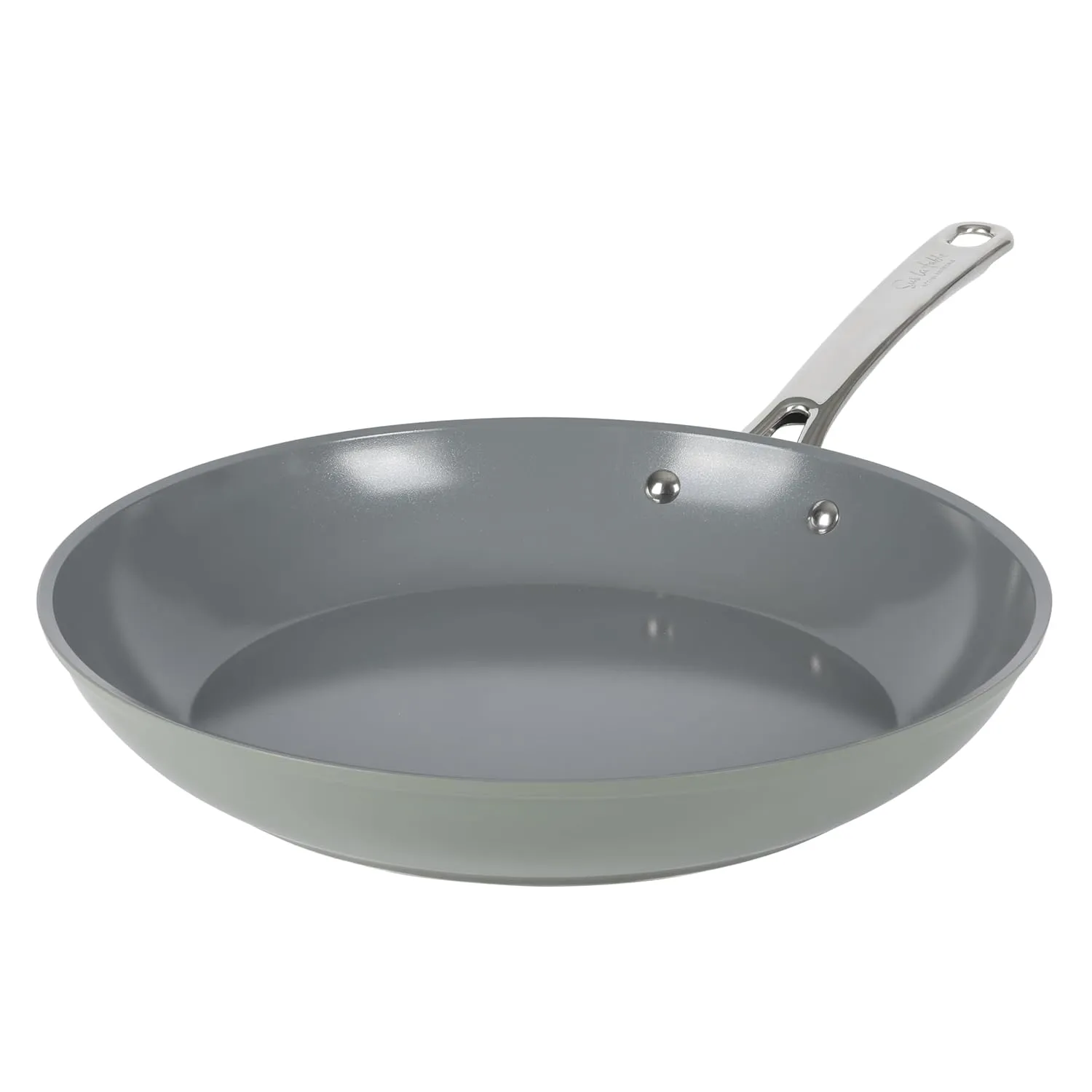 Sur La Table Kitchen Essentials Large 12 Inch Fry Pan PFA Free Titanium Ceramic Nonstick Interior Forged Aluminum Cookware Frying Pan - Green - Induction Compatible