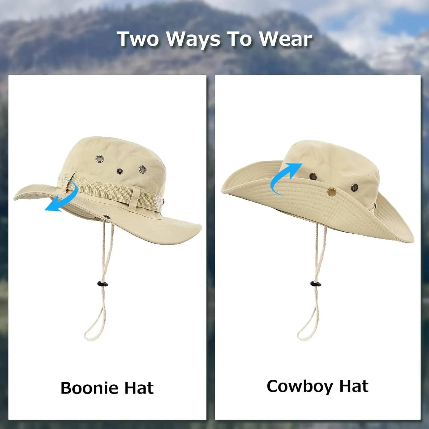 Surblue Boonie Sun Hat Windproof Fishing Hat UPF 50  UV Protection for Hiking, Travel