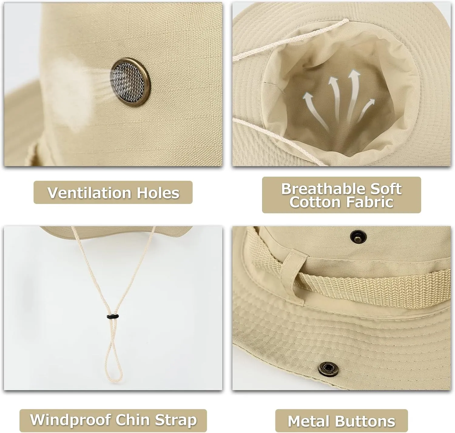 Surblue Boonie Sun Hat Windproof Fishing Hat UPF 50  UV Protection for Hiking, Travel