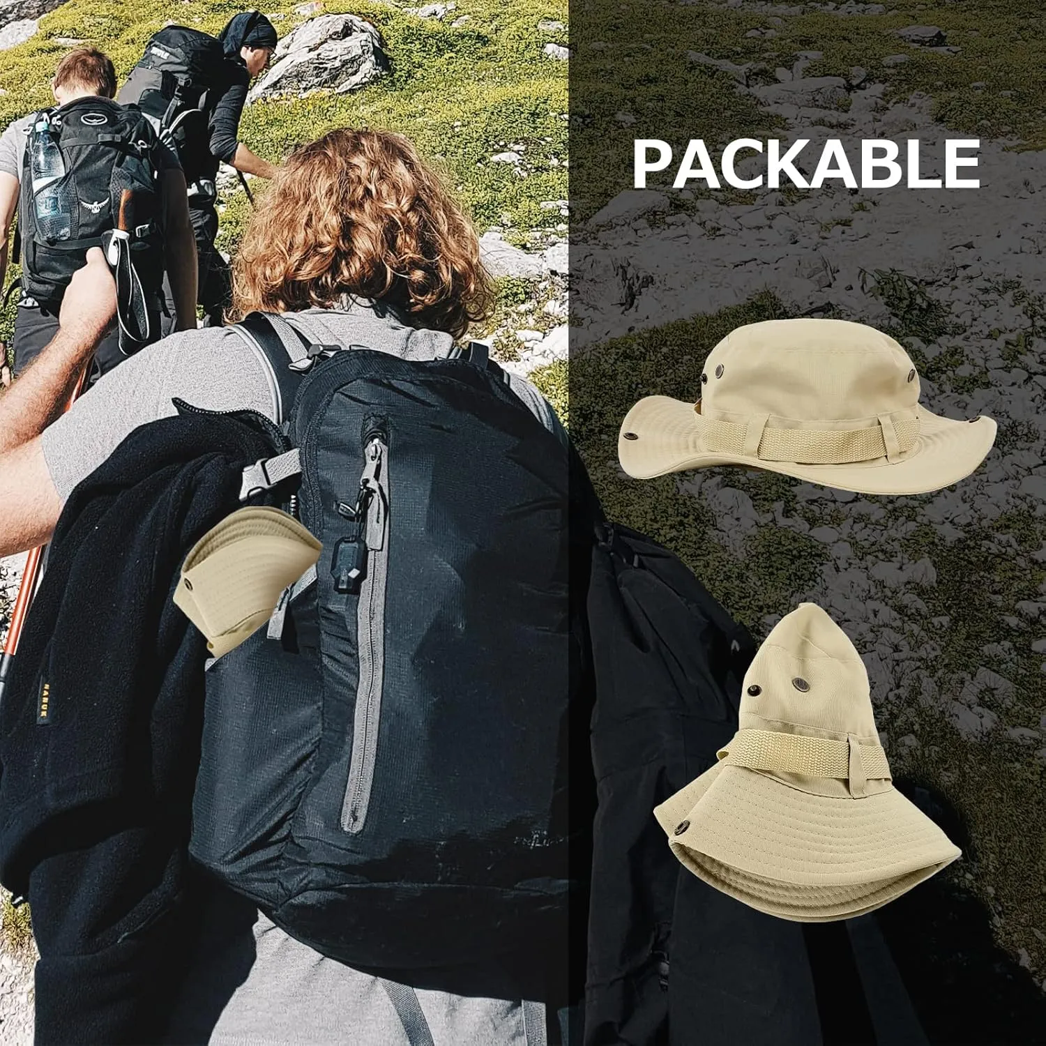 Surblue Boonie Sun Hat Windproof Fishing Hat UPF 50  UV Protection for Hiking, Travel