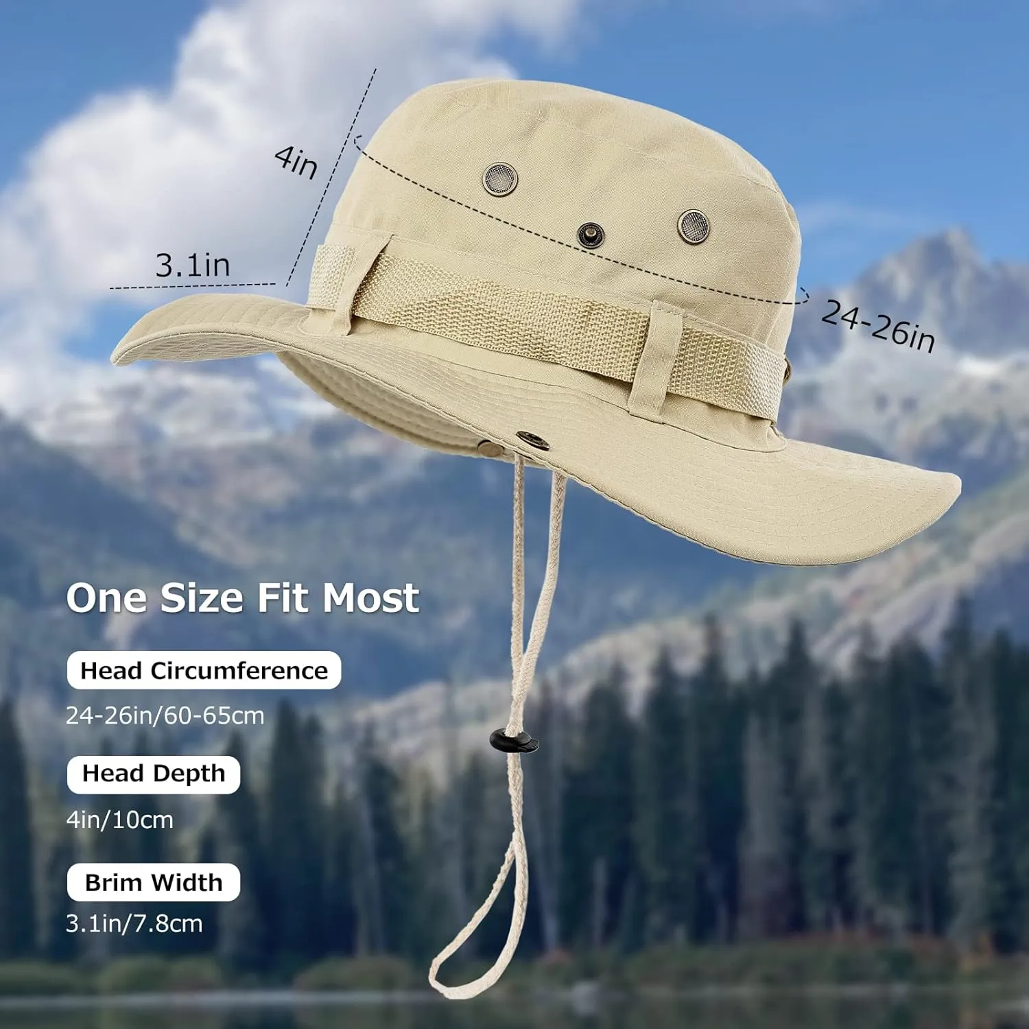 Surblue Boonie Sun Hat Windproof Fishing Hat UPF 50  UV Protection for Hiking, Travel