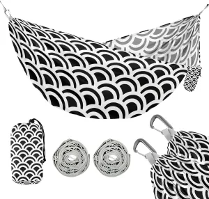 susiyo Portable Camping Hammock Black Mermaid Scales Printed Lightweight Hammock Comfortable Travel Swing with Tree Straps for Camping Hiking Backpacking Travel or Beach - Up to 330lbs