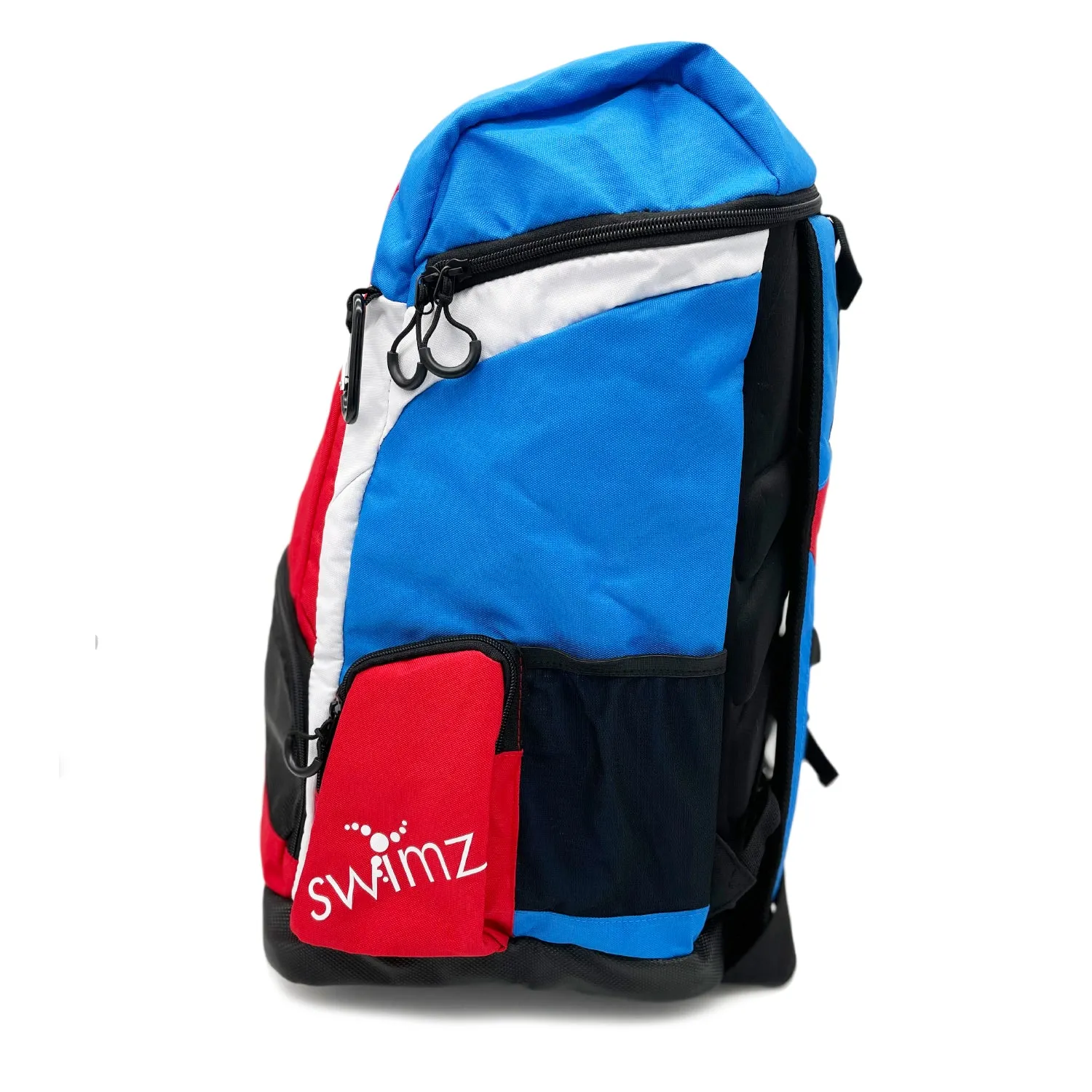 Swimz Freestyle Backpack V2.0 45L Sports / Swim Backpack - Large 45L Capacity Swim Bag (Red / Blue / White)