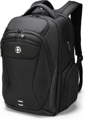 Swissdigital Design Men's Laptop Backpack for College and Business Travel with Integrated USB Charging Port and RFID Protection Fits Laptops up to 15.6 inch | Terabyte NG