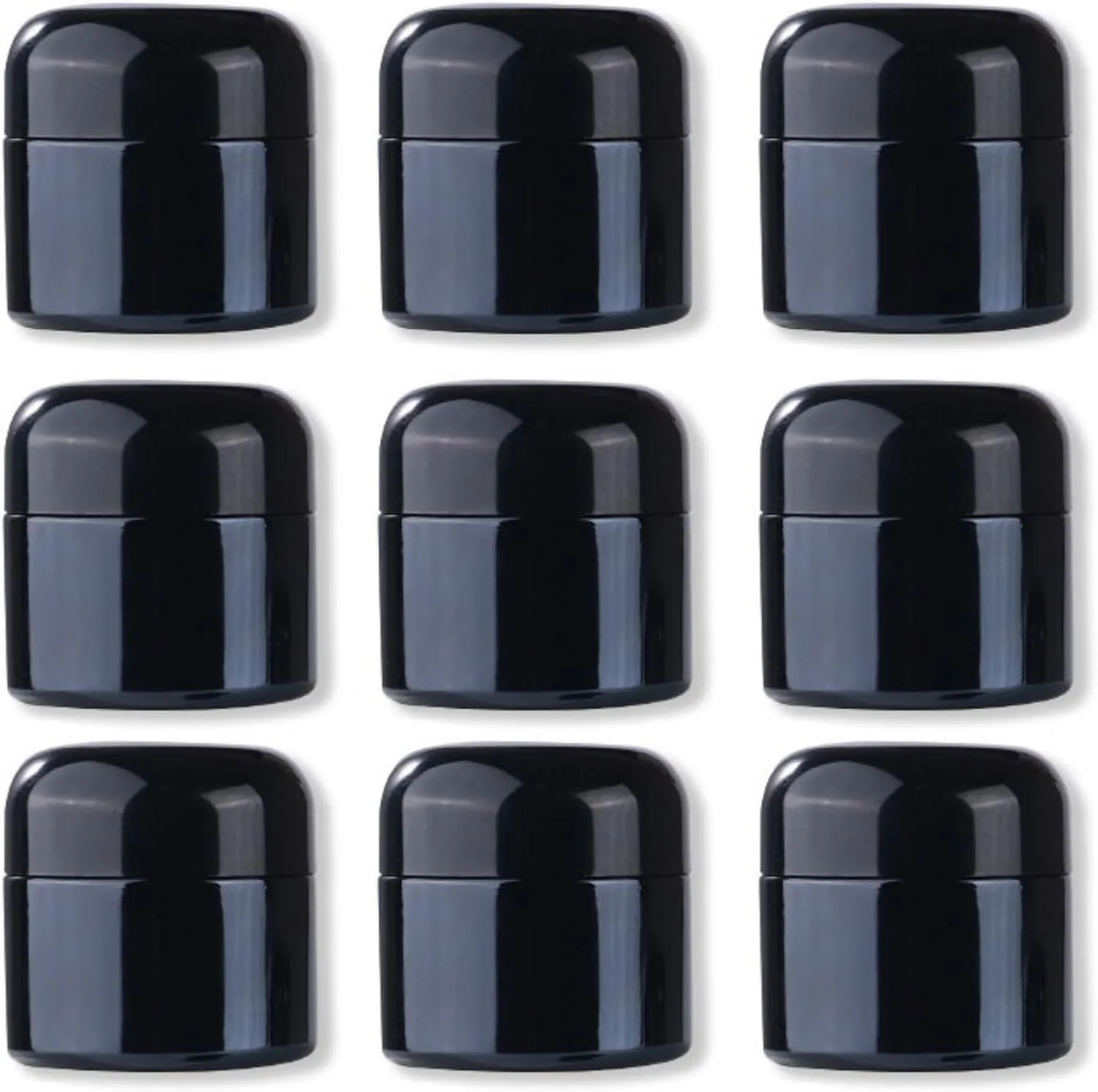 Sxminer 10 Pack 20ml Black Empty Glass Jars Pot Round Cream Jar Bottles Cosmetic Container Refillable 20g Sample Jar with Dome Lid Travel Storage Container for Makeup Cream Lotion Lip Balm Eyeshadow