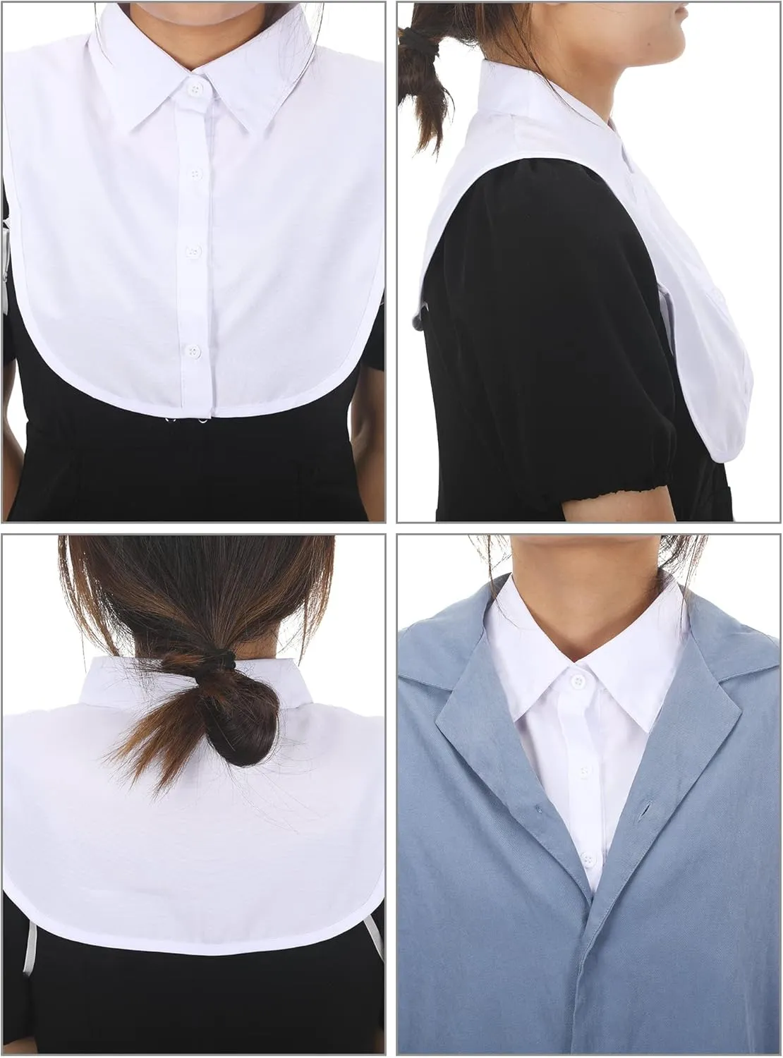 Syhood 4 Pcs Fake Collar Detachable False Dickey Collar Half Shirts Round for Women Outfits