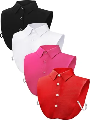 Syhood 4 Pcs Fake Collar Detachable False Dickey Collar Half Shirts Round for Women Outfits