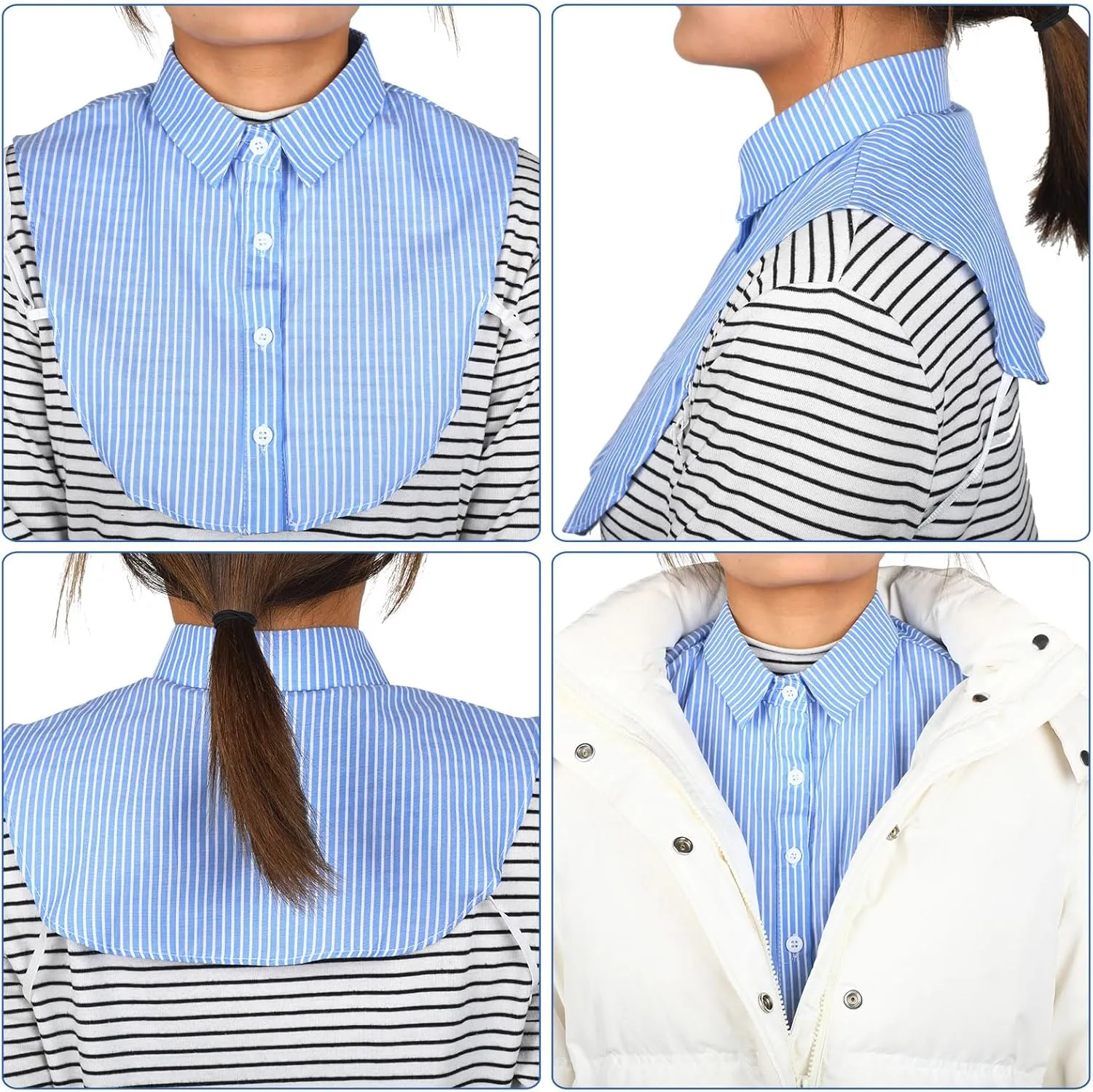 Syhood 4 Pcs Fake Collar Detachable False Dickey Collar Half Shirts Round for Women Outfits