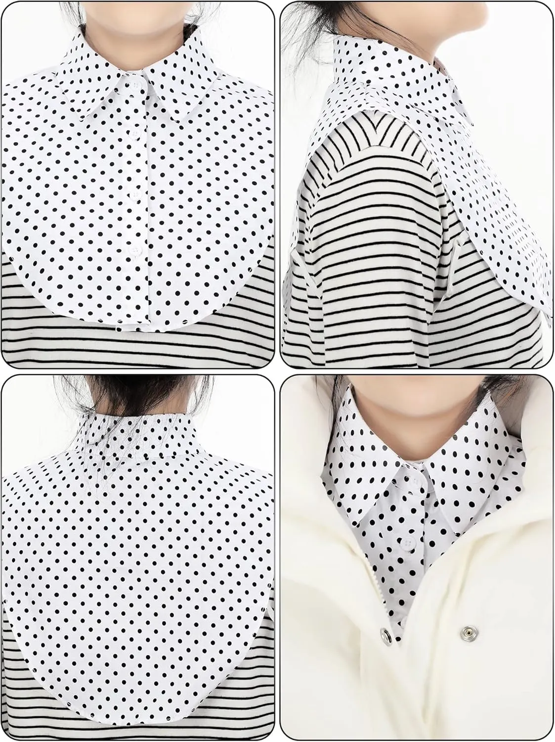 Syhood 4 Pcs Fake Collar Detachable False Dickey Collar Half Shirts Round for Women Outfits