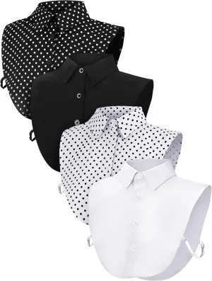 Syhood 4 Pcs Fake Collar Detachable False Dickey Collar Half Shirts Round for Women Outfits