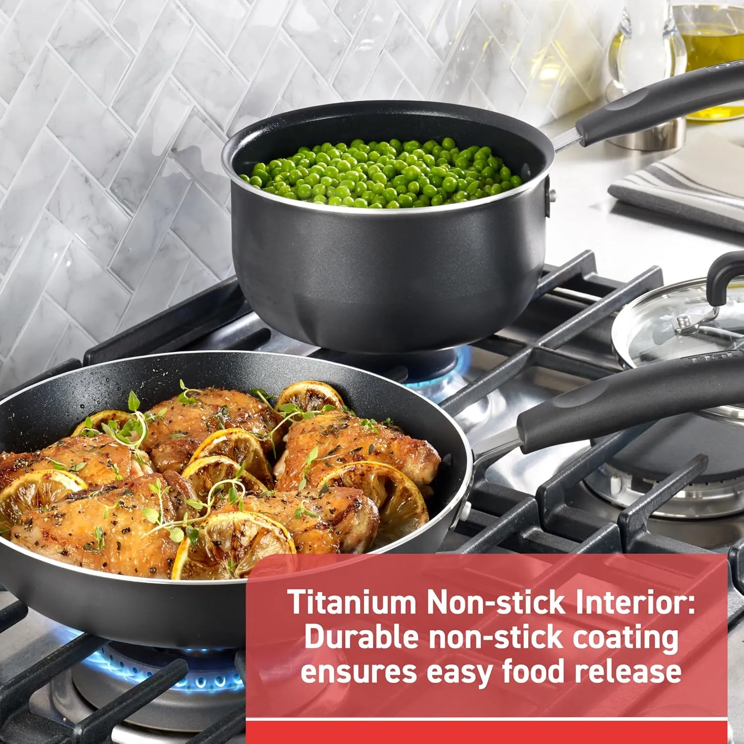 T-fal Signature Non Stick Sauce Pan w/Glass Lid 3 Quart, Oven Broiler Safe 350F, Scratch Resistant, Comfortable handle, Versatile & Convenient, Cookware, Pots and Pans, Dishwasher Safe, Black