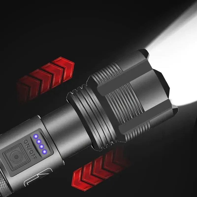 Tactical Hunting Flashlight - 1600 Lumen LED, Zoomable, Waterproof, USB Rechargeable, Durable Design