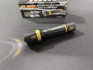 Tactical Self-Defense Flashlight | 1000 Lumen Zoomable Focus, USB-C Rechargeable with 12-Hour Runtime | Aerospace-Grade Aluminum Body | Sleek Black & Gold Design (Model 6800)
