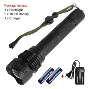 Tactical Super Bright XHP50 Led Flashlight Zoom Torch Powerful 2500lm 5 Modes Highlight Flash Light Lamp  18650 Battery  Charger