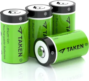 Taken 4 Pack 123 Batteries Lithium 3.7V CR123 Batteries [CAN BE RECHARGED] Compatible with Arlo Cameras (VMC3030/VMK3200/VMS3330/3430/3530), Flashlight, Microphone