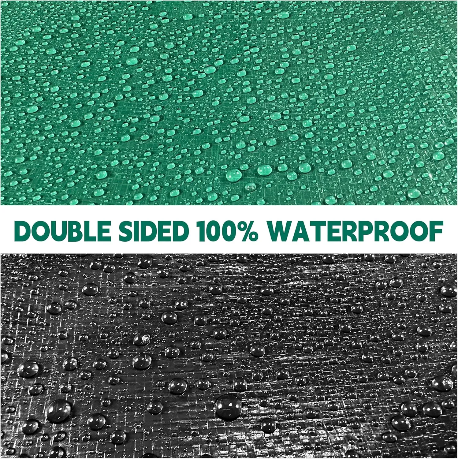Tarp 15x15 ft Heavy Duty 100% Waterproof 10mil,UV Resistant,Durable Grommets and Reinforced Edges Green/Black Tarp for Camping, Swimming Pools,Car Coverage -by MVPNET