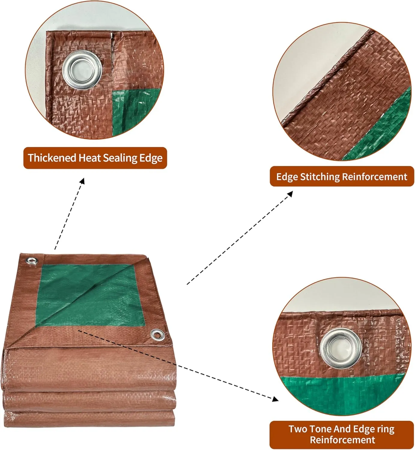 Tarp 15x30 ft 100% Waterproof 7mil Durable Grommets and Reinforced Edges,Uv Resistant,Green/Brown Tarp,Emergency Rain Shelter,Outdoor Cover and Camping Use -by MVPNET