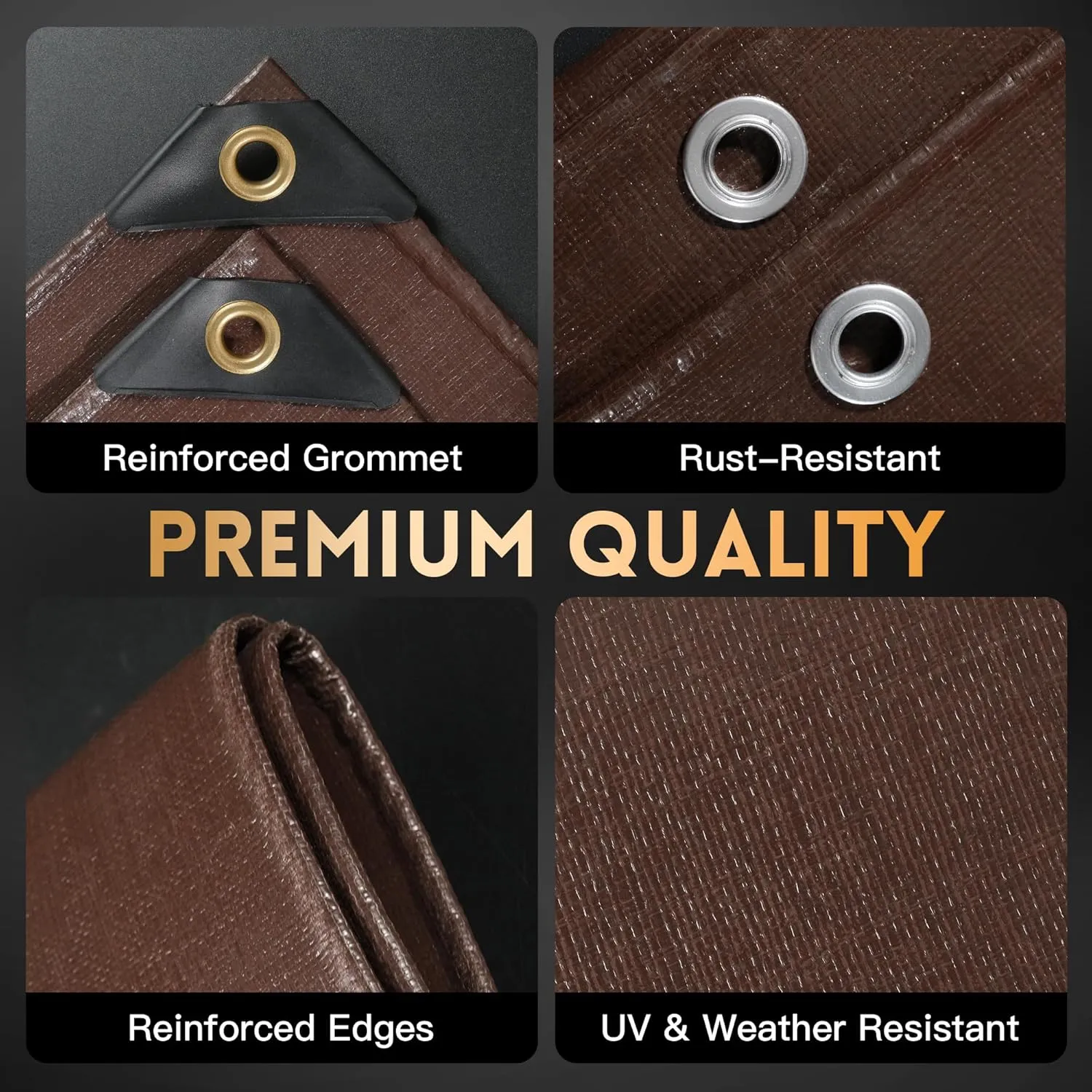 Tarp 6x8 ft Super Heavy Duty 16mil 100% Waterproof,Uv Resistant,High Durability Multipurpose Brown Tarp Suitable for Courtyards, Cars, Camping, Gardens, Pet Nests -by MVPNET