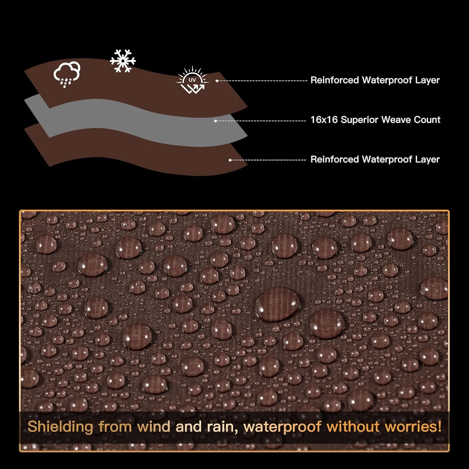 Tarp 6x8 ft Super Heavy Duty 16mil 100% Waterproof,Uv Resistant,High Durability Multipurpose Brown Tarp Suitable for Courtyards, Cars, Camping, Gardens, Pet Nests -by MVPNET