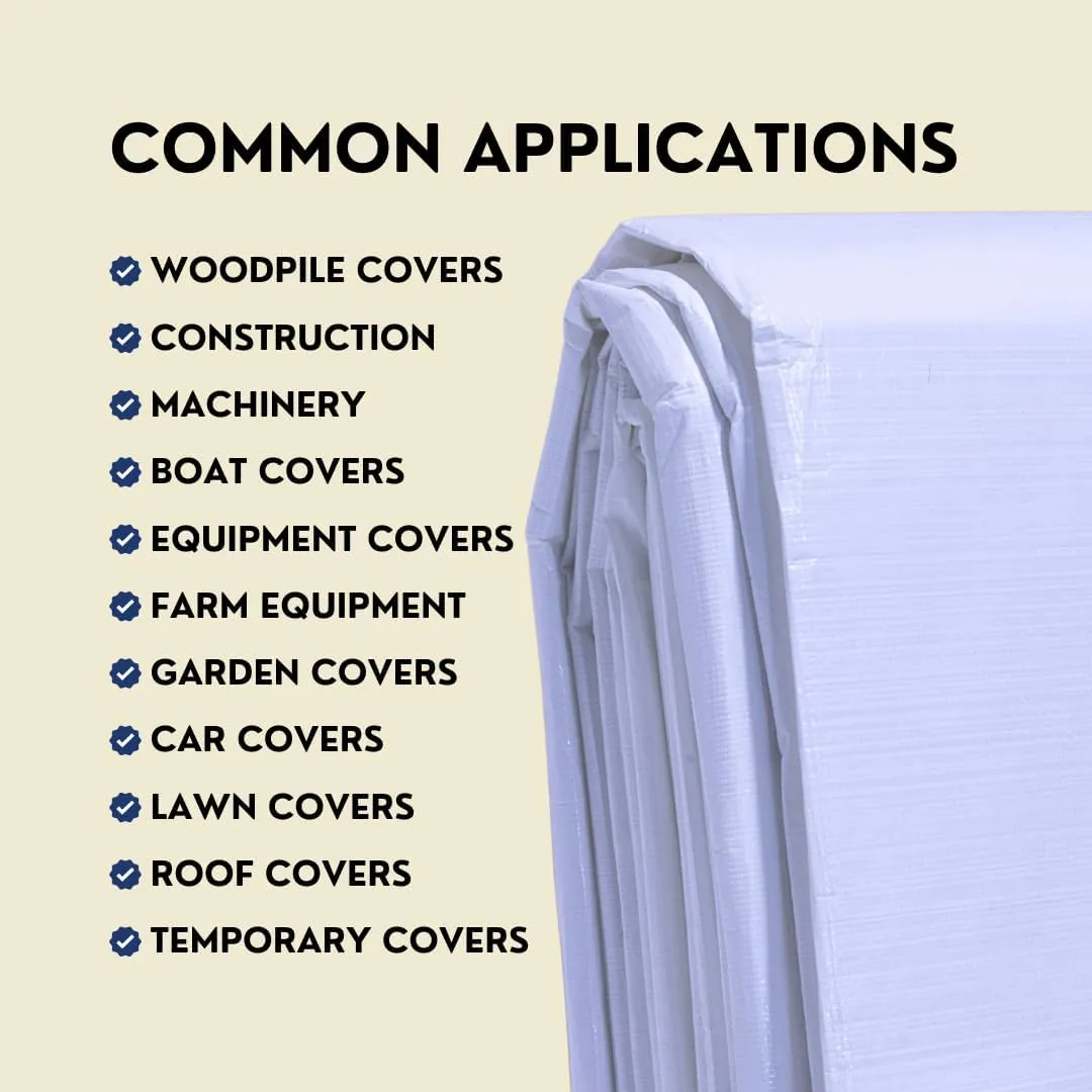 TARP SUPPLY Inc.10'x10' White Poly Tarp–8 Mil Waterproof,UV-Resistant Tarpaulin with Aluminum Grommets Reinforced Edges for Party Tents,Roofs,Boats,RVs,Furniture,Farm & Outdoor Use
