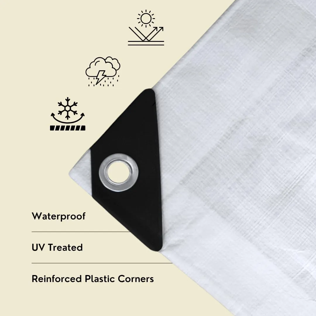 TARP SUPPLY Inc.10'x10' White Poly Tarp–8 Mil Waterproof,UV-Resistant Tarpaulin with Aluminum Grommets Reinforced Edges for Party Tents,Roofs,Boats,RVs,Furniture,Farm & Outdoor Use