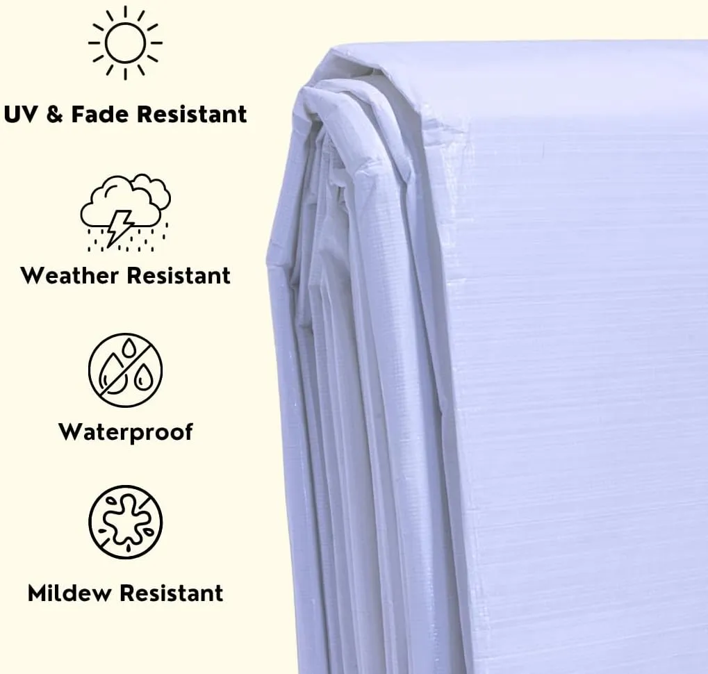 TARP SUPPLY Inc.10'x10' White Poly Tarp–8 Mil Waterproof,UV-Resistant Tarpaulin with Aluminum Grommets Reinforced Edges for Party Tents,Roofs,Boats,RVs,Furniture,Farm & Outdoor Use