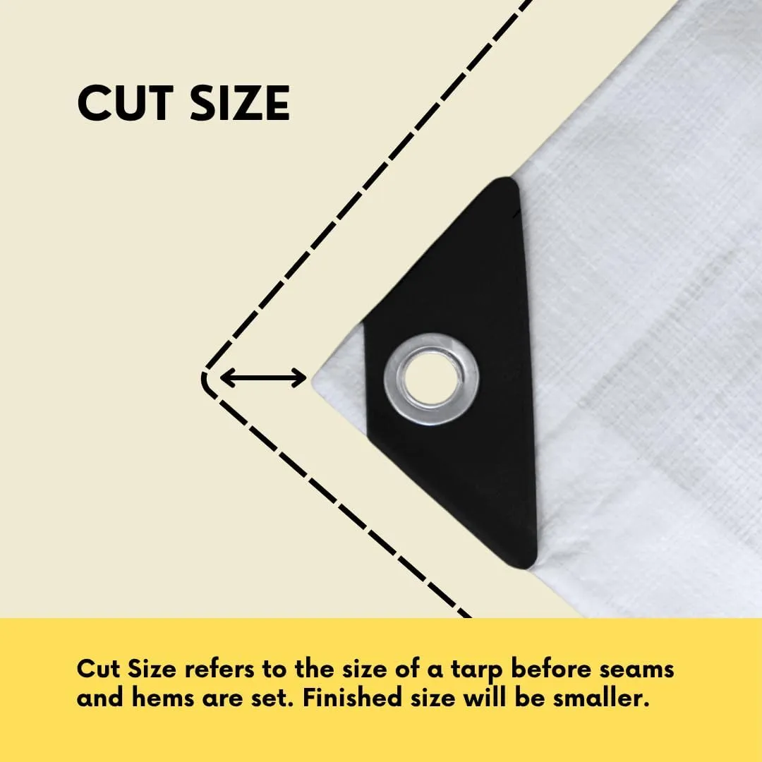 TARP SUPPLY Inc.10'x10' White Poly Tarp–8 Mil Waterproof,UV-Resistant Tarpaulin with Aluminum Grommets Reinforced Edges for Party Tents,Roofs,Boats,RVs,Furniture,Farm & Outdoor Use