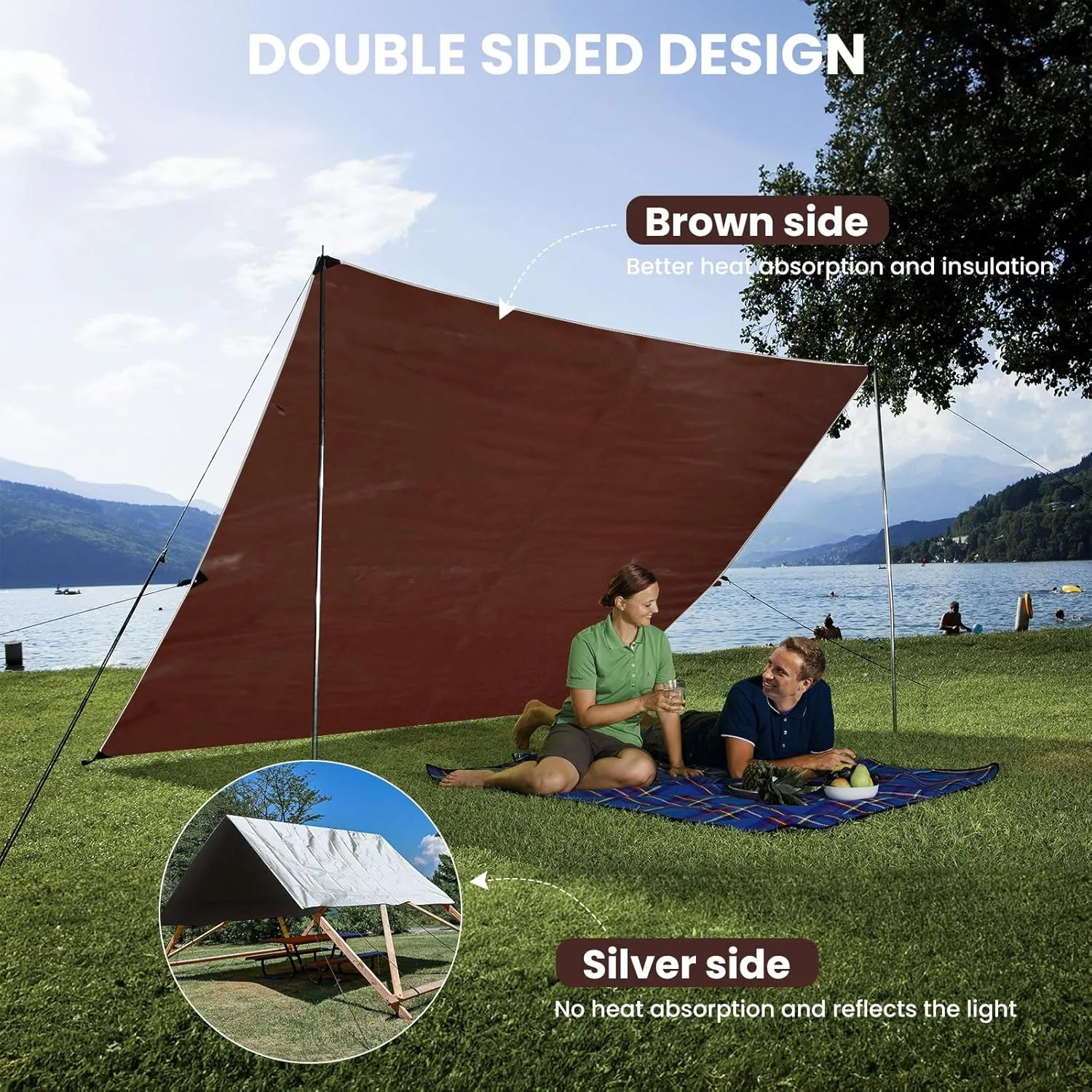 Tarp Waterproof 10x20Ft, Heavy Duty Tarp Cover Extra Thick 14 Mil Tear and UV Resistant, Outdoor Tarps with Grommets and Reinforced Edges for Roof, Camping, Patio, Pool, Boat