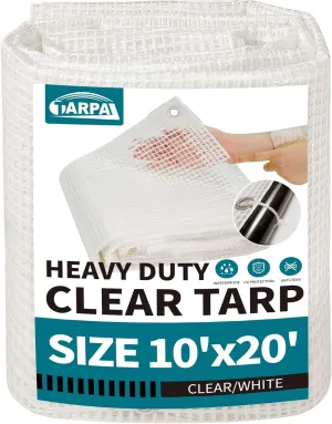 TARPAL 10'x20' Clear White Tarp Heavy Duty Waterproof 12mil with Grommets or Zip Ties for Large Greenhouses for Outdoors Garden,Farm,Chicken Coops