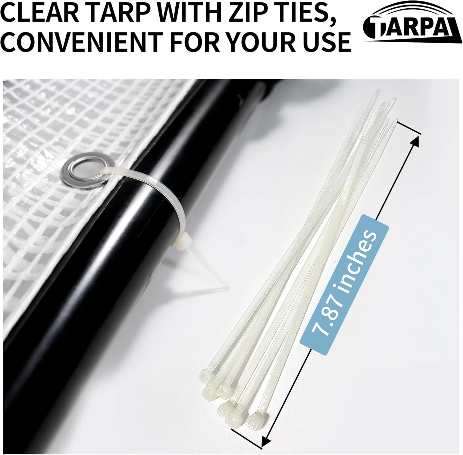 TARPAL 10'x20' Clear White Tarp Heavy Duty Waterproof 12mil with Grommets or Zip Ties for Large Greenhouses for Outdoors Garden,Farm,Chicken Coops