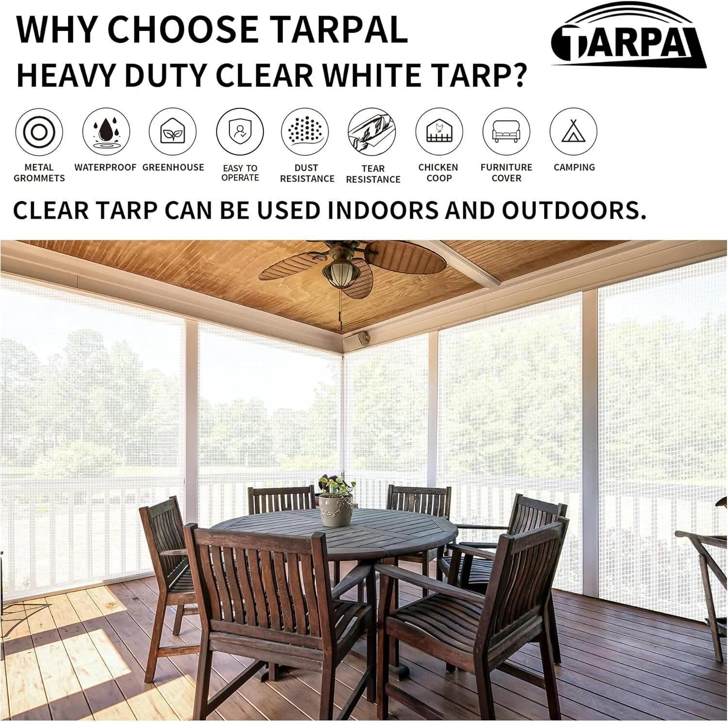 TARPAL 10'x20' Clear White Tarp Heavy Duty Waterproof 12mil with Grommets or Zip Ties for Large Greenhouses for Outdoors Garden,Farm,Chicken Coops