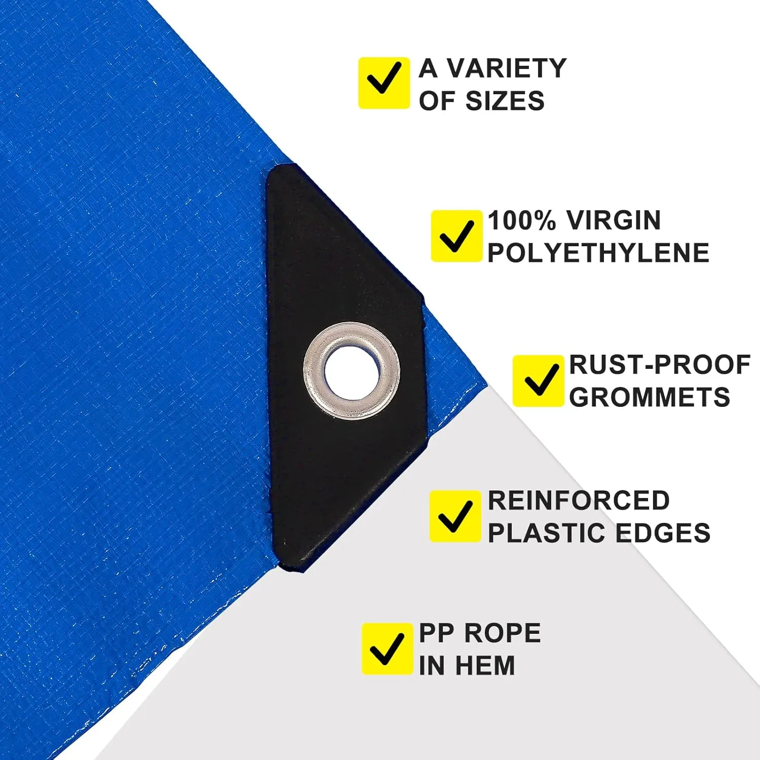 Tarps Blue 8X10ft 5Mil, Tarp Cover, Blanket, Waterproof, UV Resistant, Rip and Tear Proof, Poly Tarpaulin with Reinforced Edges for Roof, Camping Patio Pool Cover Boat