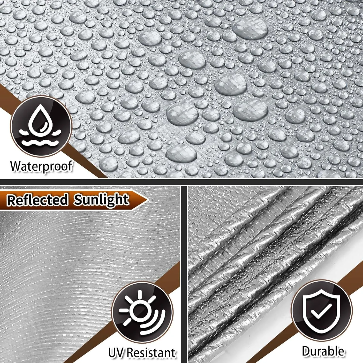 Tarps Heavy Duty Waterproof 10x12 Ft, 10 Mil Thick, High Durability, Rip, UV Resistant and Tear Resistant with Metal Gromets Every 20 Inches (Silver/Brown - Reversible)